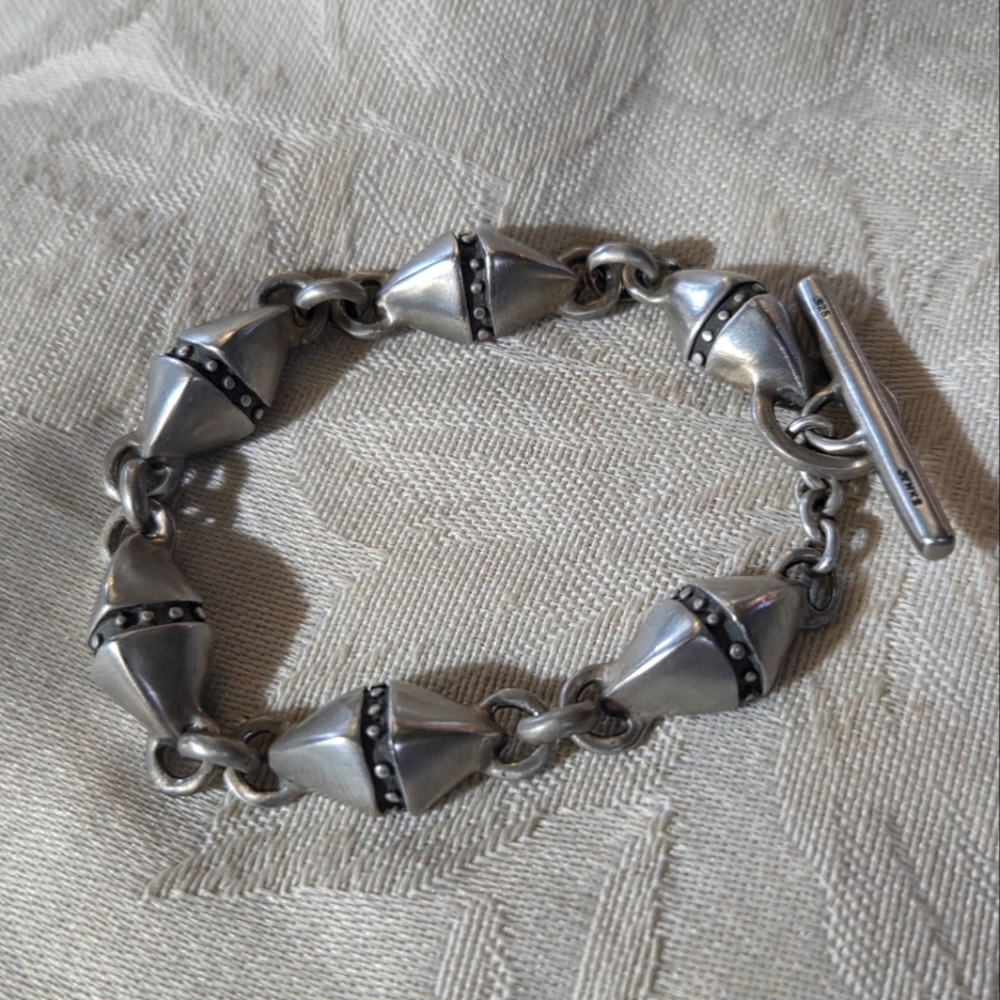 Lisa Jenks Vintage Diamond Link Toggle Bracelet, Sterling Silver